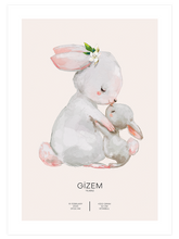 Sevimli Tavşanlar Kişiye Özel - Art Print